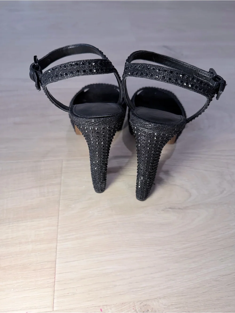 Michael Kors Black Crystal Studded Ankle-Strap Heels